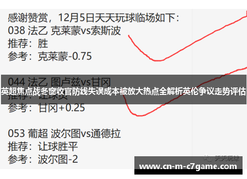 英超焦点战冬窗收官防线失误成本被放大热点全解析英伦争议走势评估 英超焦点战冬窗收官防线失误成本被放大热点全解析英伦争议走势评估